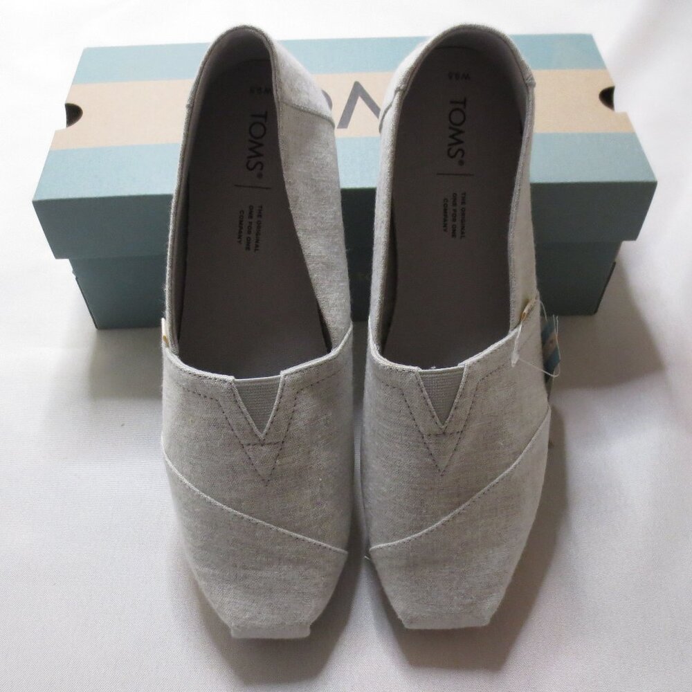 NWT TOMS womens GRAY ALPARGATA drizzle grey SLUB CHAMBRAY slip-on SIZE 9.5